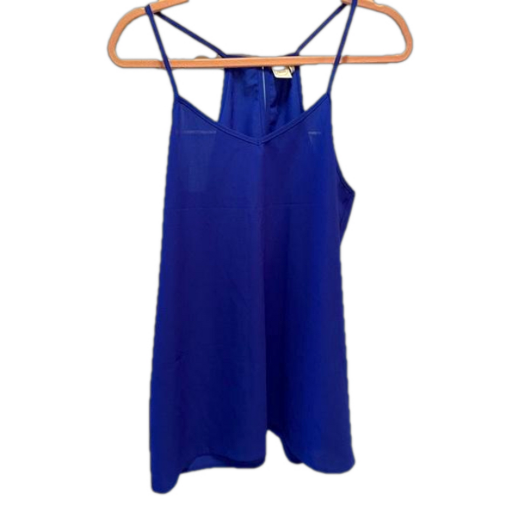 Paper Crane Women's Size Medium Blue Halter Blouse Cami Keyhole Neck